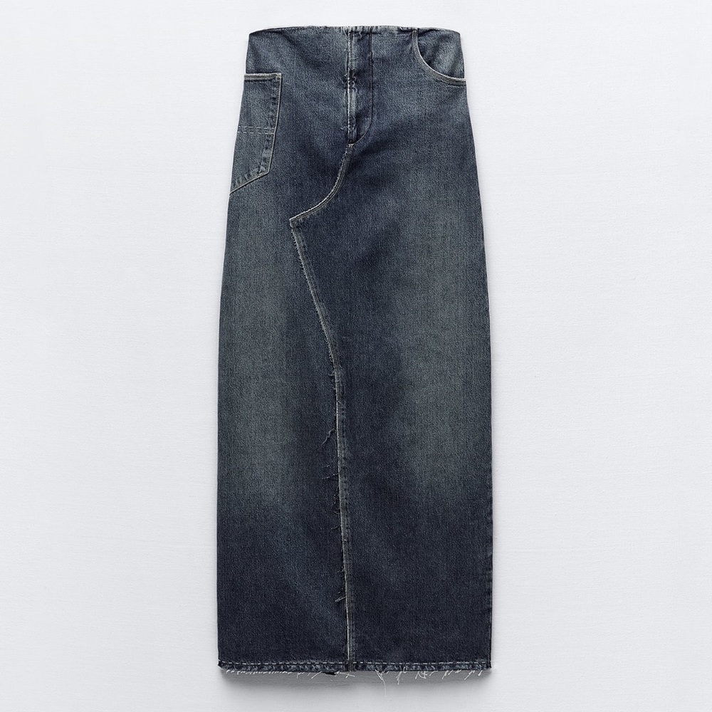 Zara TRF Topstitched Denim Dress Limited Edition 2023-24FW, Blue, Small